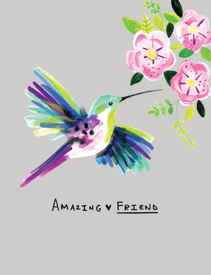 Amazing friend hummingbird greeting card