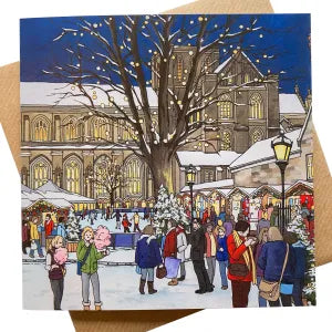 Winchester Cathedral Market  -Christmas Card by local artist Jonathon Chapman