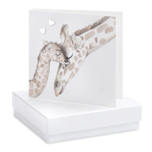 Crumble and Core - Giraffe card with heart earrings