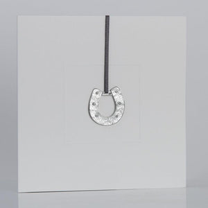 Hand cast pewter keepsake card ( blank inside) - horseshoe