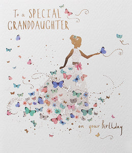 To a special granddaughter - birthday dress and butterflies