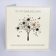 To my darling wife on our Anniversary - Five Dollar Shake card with Liberty print fabric and genuine crystals