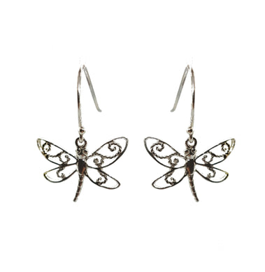 Sterling silver drop dragonfly drop earrings - The Alresford Gift Shop